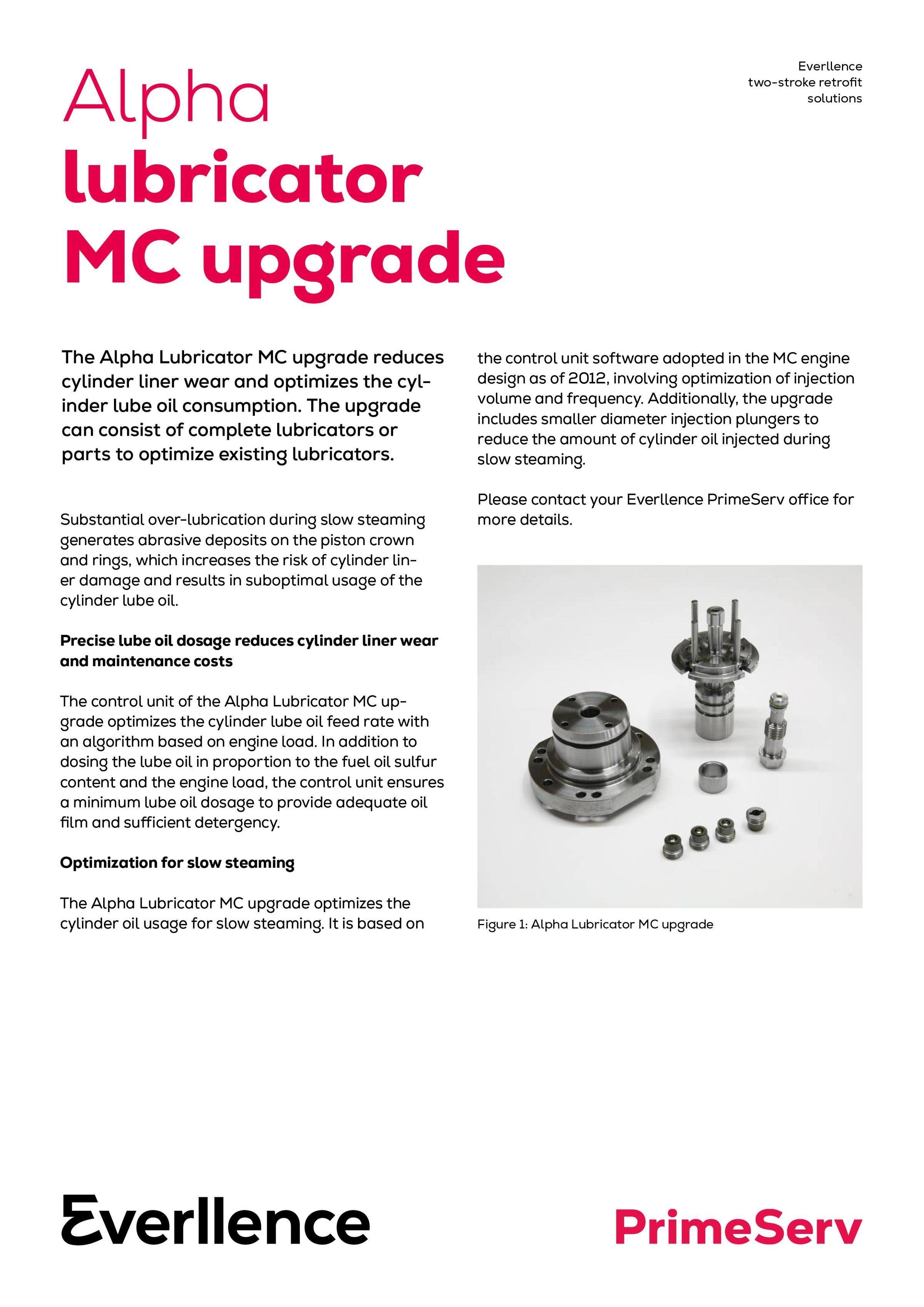 Alpha lubricator MC upgrade